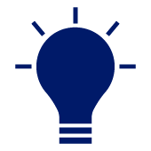 navy blue lightbulb icon