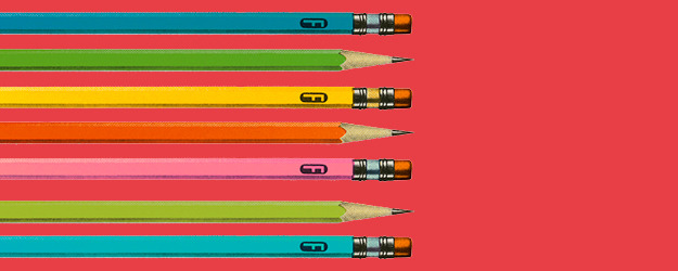 collection of pencils in a red background