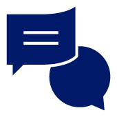navy speech bubbles icon